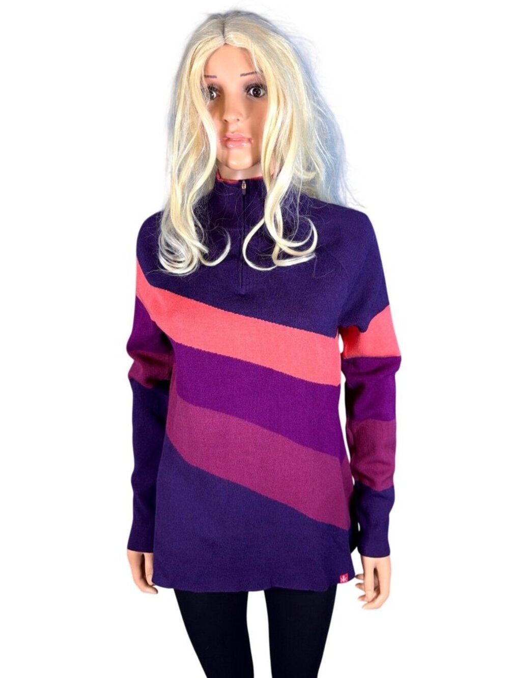 Krimson Klover /Title 9 Sweater Purple Color Block 1/4 Zip W's L MSRP$139